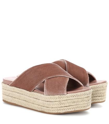 Saint Laurent Velvet Platform Sandals