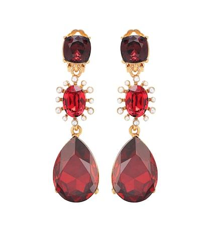 Oscar De La Renta Swarovski Crystal And Faux Pearl Clip-on Earrings