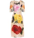 Dolce & Gabbana Printed Stretch-silk Midi Dress