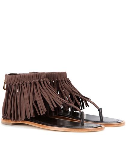 Tod's Fringed Suede Sandals