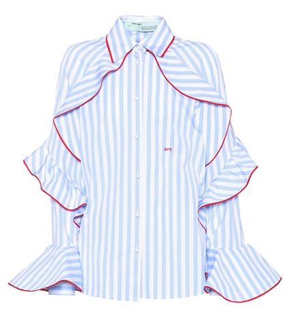 Off-white Striped Cotton Top