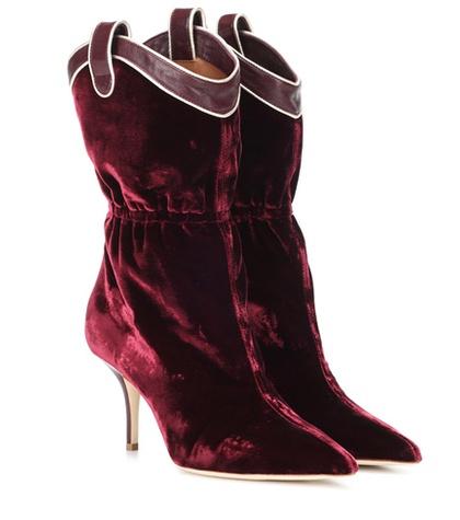 Salvatore Ferragamo Daisy Velvet Ankle Boots