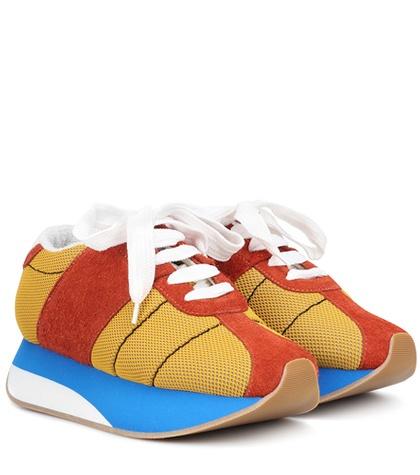 Norma Kamali Suede And Mesh Sneakers
