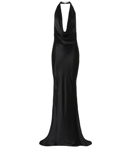 Stella Mccartney Silk Satin Halter Gown