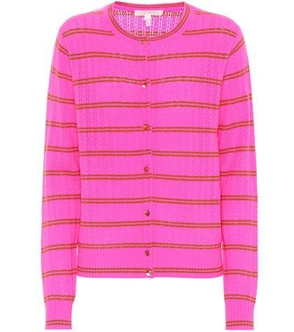 Marc Jacobs Striped Cashmere Pointelle Cardigan
