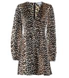 Ganni Leopard-printed Silk Minidress