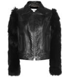 Saint Laurent Fur-sleeved Leather Jacket