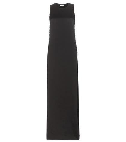 Erdem Cape-back Fringed Satin Gown