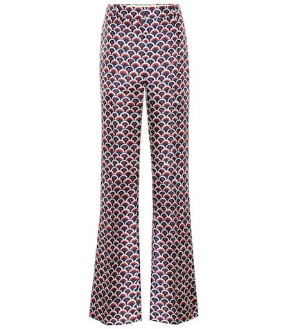 Valentino Printed High-rise Flared Silk Pants