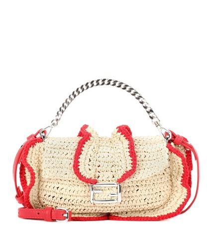 Fendi Micro Baguette Straw Crossbody Bag