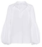 Oscar De La Renta Pleated Cotton-blend Blouse
