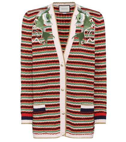 Gucci Appliquéd Wool-blend Cardigan