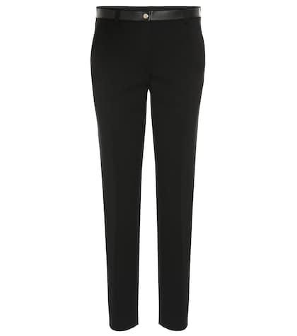 Salvatore Ferragamo Leather-trimmed Jersey Pants