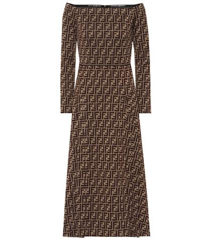 Fendi Off-the-shoulder Mohair-blend Dress
