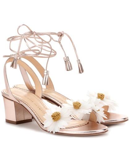Charlotte Olympia Tara Embellished Metallic Leather Sandals