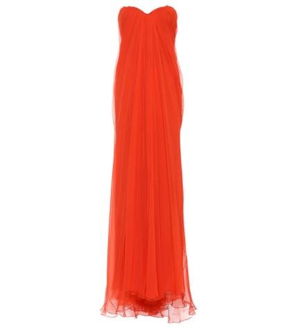 Alexander Mcqueen Strapless Silk Chiffon Gown