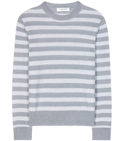 Valentino Striped Mohair And Wool-blend Sweater