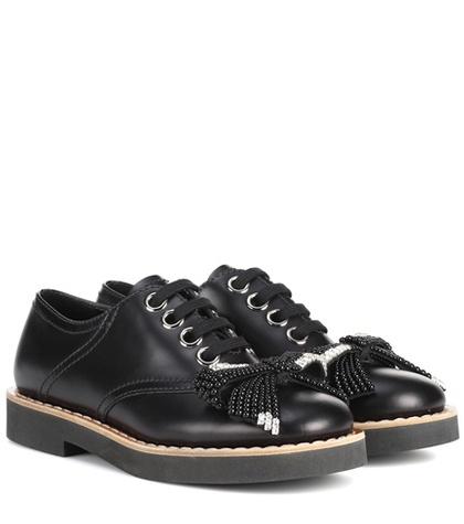 Prism Embellished Leather Derby Shoes