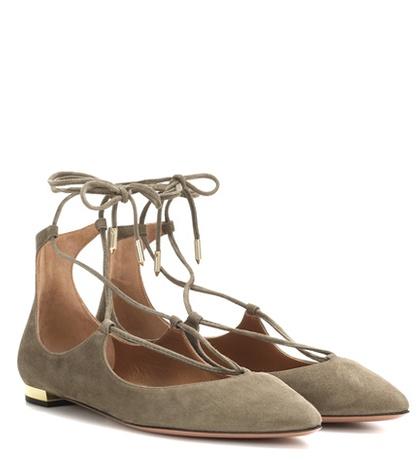 Aquazzura Christy Flat Suede Ballerinas