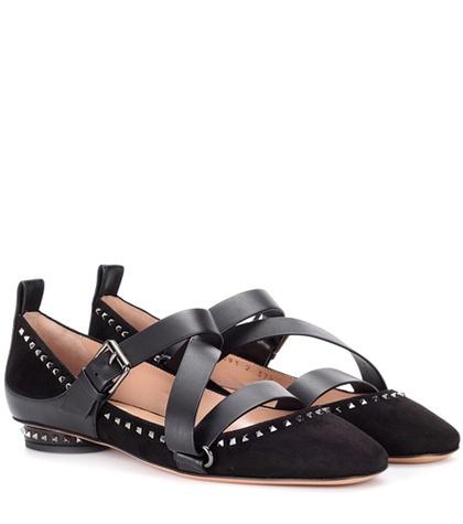 Valentino Valentino Garavani V-punk Suede Ballerinas