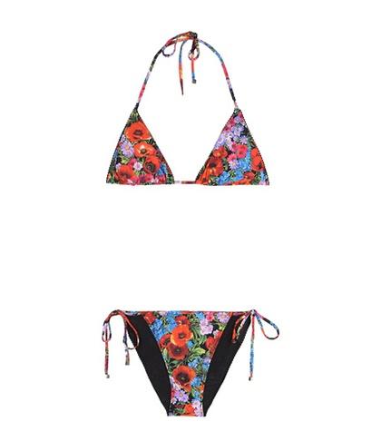Dolce & Gabbana Floral-printed Triangle Bikini