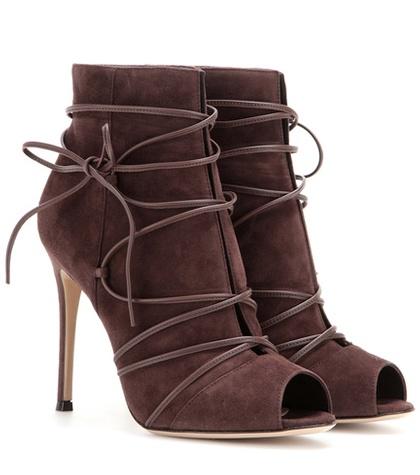 Gianvito Rossi Suede Open-toe Ankle Boots