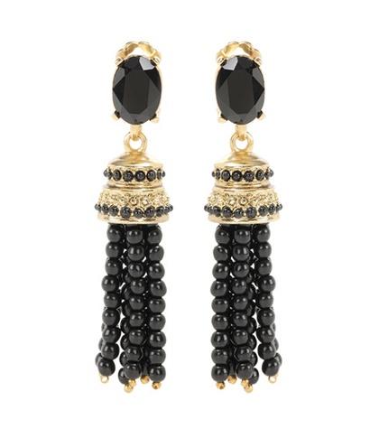 Oscar De La Renta Beaded Tassel Clip-on Earrings