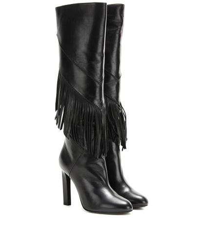 Fendi Fringed Leather Knee-high Boots