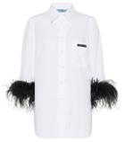 Prada Feather-trimmed Cotton Shirt