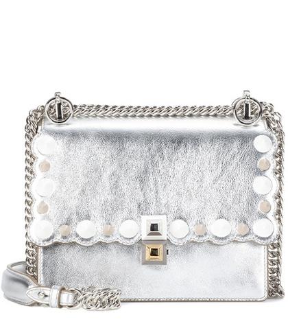 Fendi Kan I Small Metallic Leather Shoulder Bag