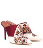 Malone Souliers Portia 100 Embroidered Satin Mules