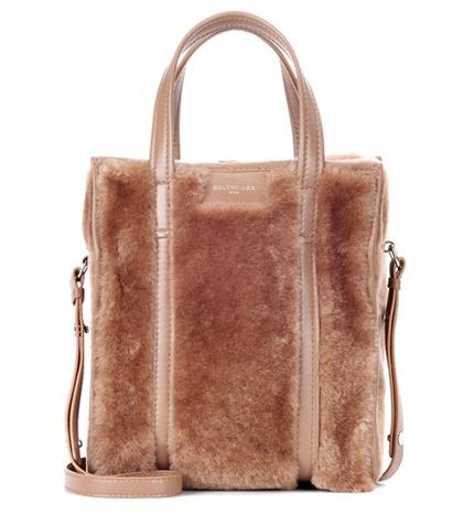 Balenciaga Bazar Xs Shearling Shoulder Bag