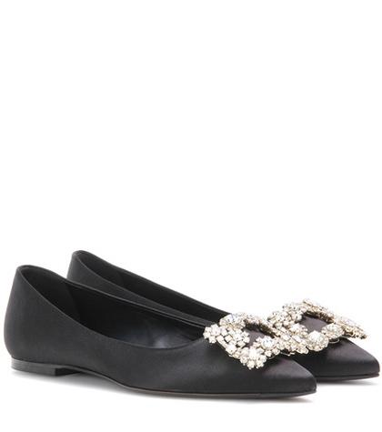 Bottega Veneta Flower Embellished Satin Ballerinas