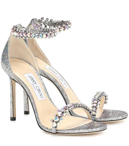 Wandler Shiloh 100 Embellished Glitter Sandals