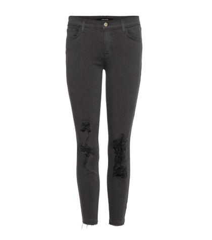 J Brand Cropped Low Rise Distressed Skinny Jeans