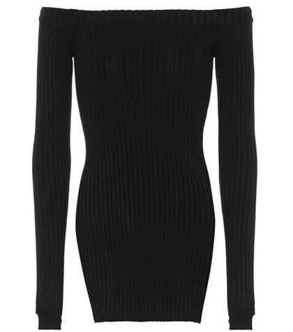 Helmut Lang Off-the-shoulder Silk-blend Top