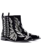 Alexander Mcqueen Braided Chain Velvet Ankle Boots