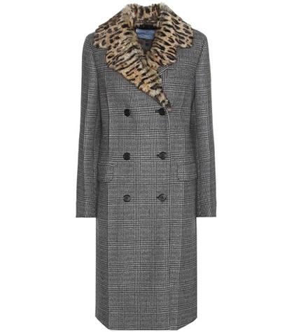 Prada Virgin Wool-blend Coat With Fur Collar