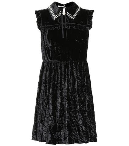 Miu Miu Embellished Velvet Minidress