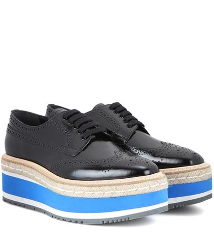 Prada Wingtip Platform Leather Brogues