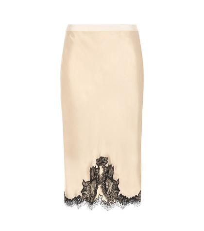 Helmut Lang Lace-trimmed Satin Skirt