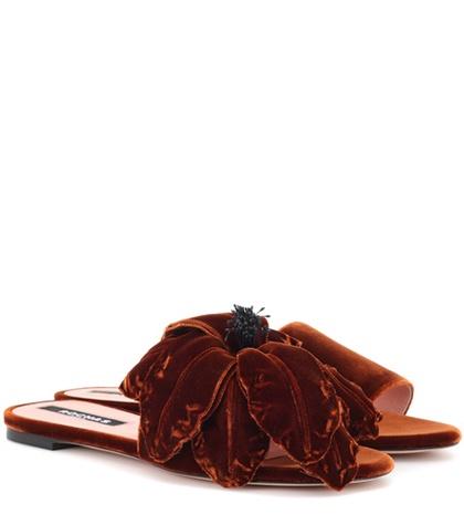 Marysia Velvet Flower Slides
