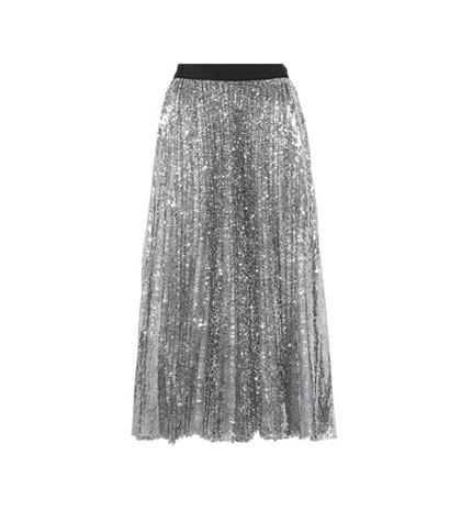Msgm Pleated Sequinned Midi Skirt