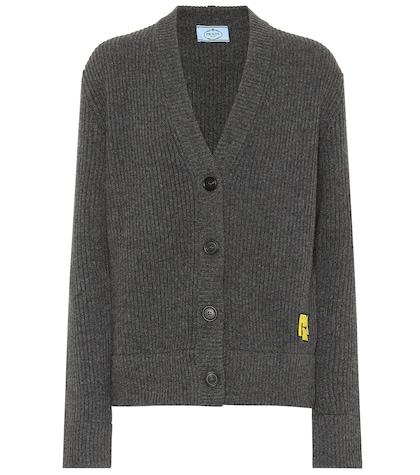Prada Ribbed Wool And Cashmere Cardigan
