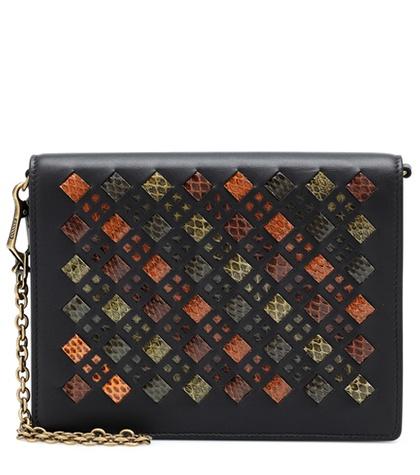 Bottega Veneta Snakeskin And Leather Clutch