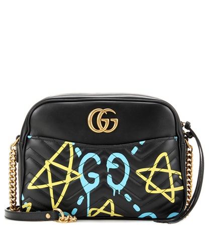 Gucci Guccighost Printed Matelassé Leather Shoulder Bag
