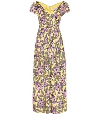 Redvalentino Passion Flower Cotton V-neck Dress