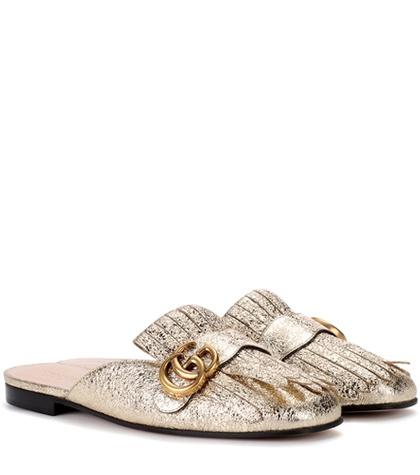 Gucci Metallic Leather Slippers