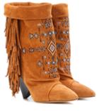 Isabel Marant Lesten Embroidered Suede Boots
