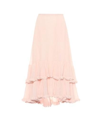 Chlo Plissé Cotton And Silk Skirt